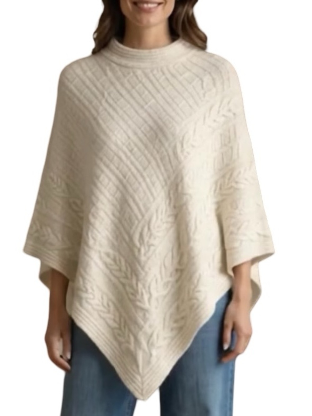 Tommy Bahama Poncho Merino Wool Blend Wrap Shrug Coverup Ivory Coastal Cottage